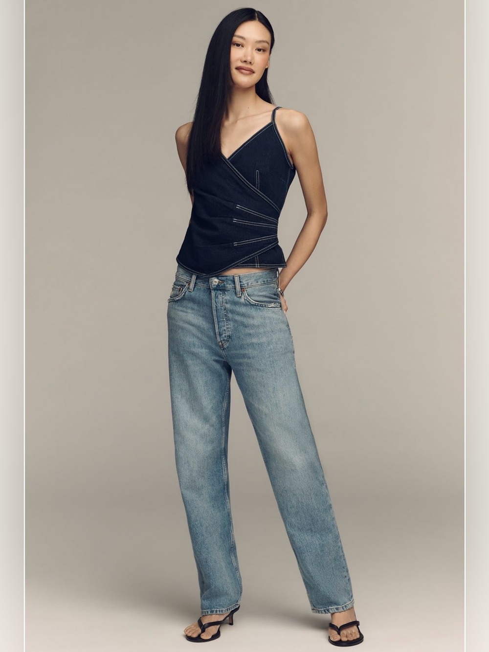 NWT Anthropologie Denim Strappy Wrap Tank - Picture 3 of 3